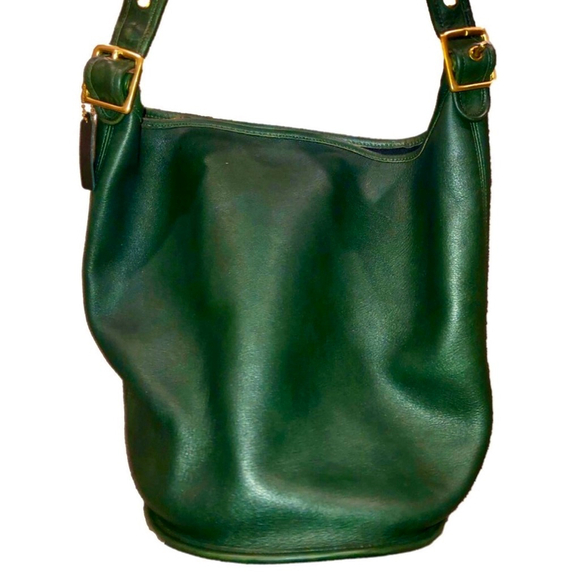 COACH Bottle Green Glove Tanned Leather Duffle Sac XL Bucket Bag 9085 USA COA - Picture 5 of 17